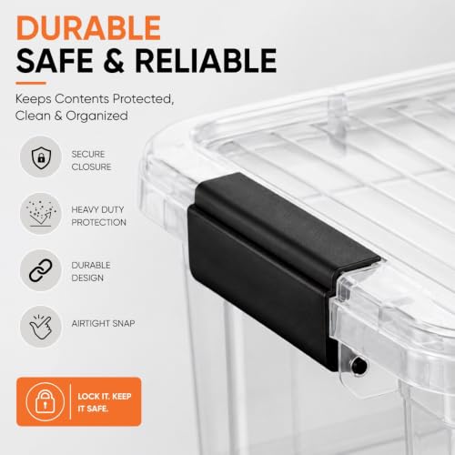 Image of Superio Small Clear Storage Boxes with Lids, 4.75 Quart Plastic Container Bins for Organizing, Stackable Crates, BPA Free, Non Toxic, Odor Free, Organizers for Home, Office and Dorm, 6 Pack