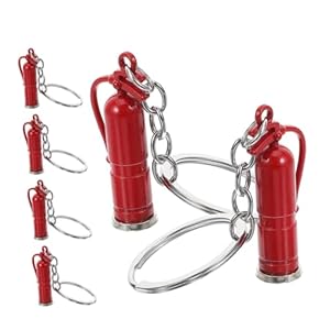 AMUSLESUR 6 Stück Mini Schlüsselanhänger Feuerlöscher aus Robustem Zinklegierung Dekorativer Feuerwehr Schlüsselring für Tasche Auto Schulranzen Vielseitig Einsetzbar Feuerwehr-motiv