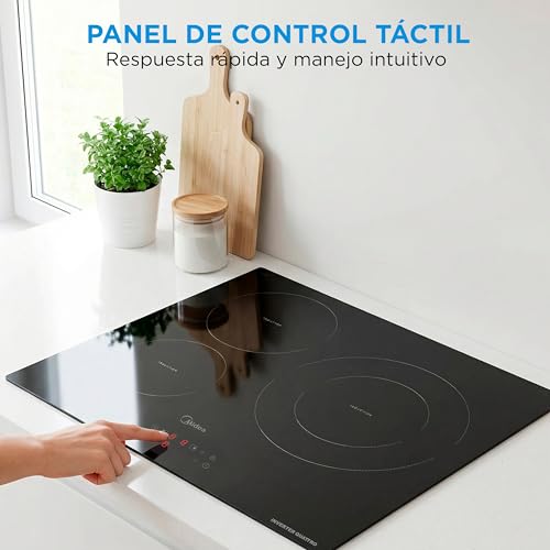 Miniatura 9 de Midea Placa Inducción 3 Fuegos 60 Cm 7200 W - Vitroceramica Induccion Integrada Con Panel De Control Tactil, Inverter Quattro, 9 Niveles De Potencia, Booster, Indicador De Luz, Y Temporizador.