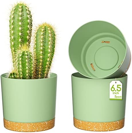 ZMTECH Blumentopf 16,5 cm Durchmesser übertöpfe für zimmerpflanzen, Kunststoff blumentöpfe mit Untersetzer und Abflusslöchern, Rund pflanztöpfe für Innen Außen Pflanzen(3er-Set, Gr