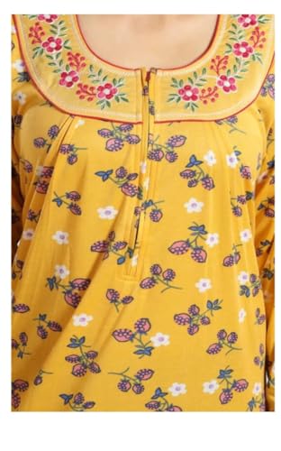 Image of Onekbhalo Women's Cotton Floral Kaftan Nighty Maxi Gown (OK Free Size)