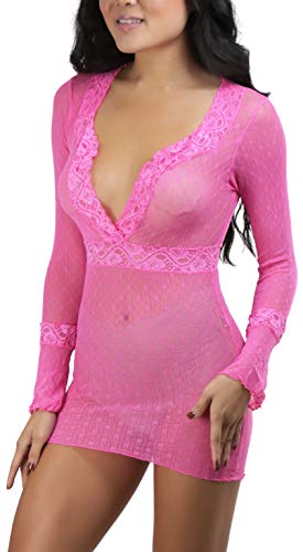 Image of ToBeInStyle Women's Stretch See Through Fishnet Novelty Mini Rave Party Dress