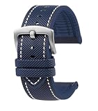 XNJIADVSY Cinturino in caucciù compatibile con IWC Pilot Mark 18 portoghese Tudor Breitling cinturino in nylon inferiore 20mm 21mm 22mm(Blue White-Silver,21mm)