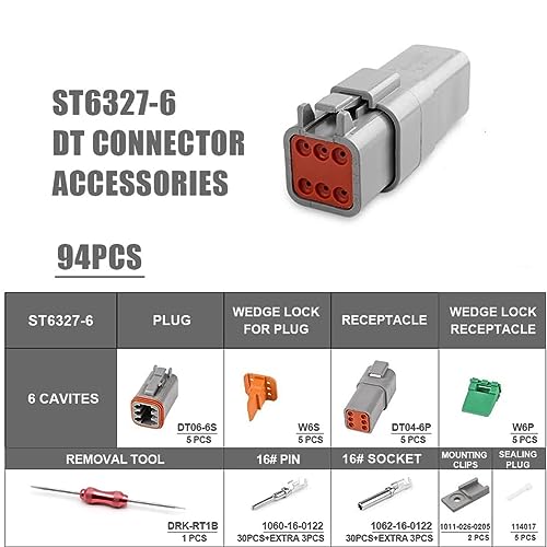 Connecteurs DT 6 broches de taille 16 durables pour l'électricité automobile