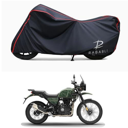 Image of Waterproof Bike Body Cover Compatible for | Royal Enfie Himalayan Pine | Taffeta Fabric, Red Piping Design, Bottom Elastic Fit | Dustproof, Sun UV & Rain Protection for All Bikes