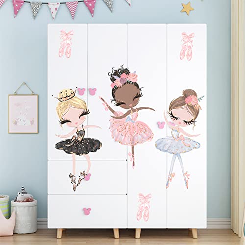 3 Adesivi Murali Bambine Ballerine, Adorabili
