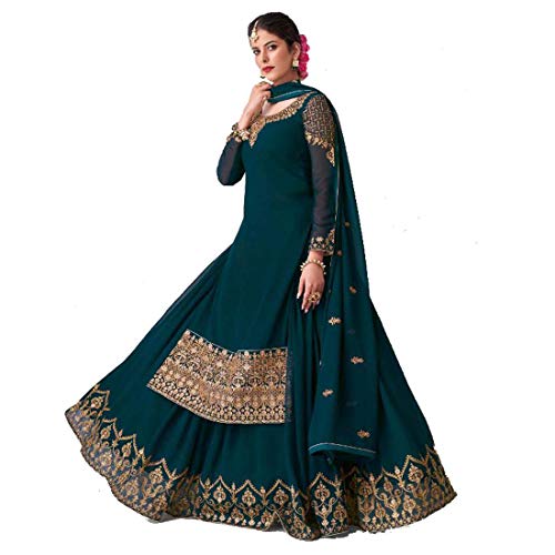 Indisches königliches Partykleid Georgette Lehenga & Kurti Anzug Damen Ethno-Kleid 5198 - - Medium Cover