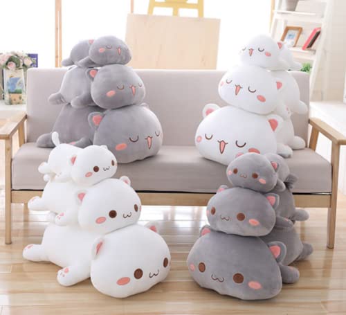 Afan Super Soft Cute Cat Doll Plush Toy Cute Cat Pillow Bed Accompany Sleeping Doll (Grey Round Eyes,35Cm=13.7 In) #TOP6