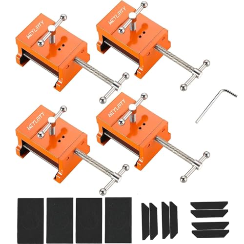 weyleity Cabinet Installation Clamps | Cabinetry Clamp for Easy and Quick Face Frame Installation, Cabinet Clamps with Two Side Screws and Drill Hole Guide Cabinet Installation Tools, Orange (4)