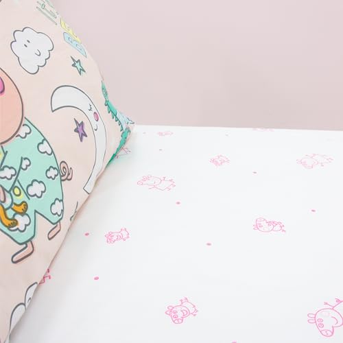 Miniatura 5 de Peppa Pig Sábana Bajera Oficial Junior Diseño Prancer Diseñada Para Camas Infantiles Poliéster Suave Con Borde Elástico Dormitorio Infantil Rosa Y Blanco