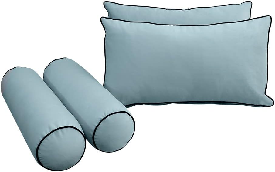 Prolinemax Style V2 Full Size Velvet Contrast Pipe Indoor Daybed Bolster Pillow Cushion Mattress Fitted Sheet |Cover ONLY| AD355