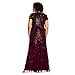 Adrianna Papell Women's Plus Size Floor Length Beaded Cap Sleeve V-Neck Dress, Cassis, 14W