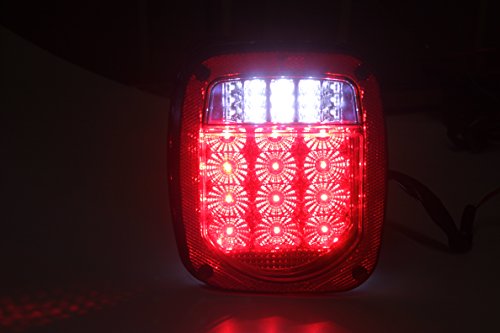 Pair Of Bright Clear Lens Red Stud Mount Tj Cj Yj Jk Replacement Stop Brake Turn Tail Light (Truck Trailer Boat) #TOP1