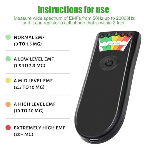 URYKEC Medidor de Fem, Campo Magnético de Fem Portátil de Led, Caça Fantasma, Testador de Equipament