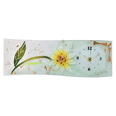 Sospiri Venezia Reloj de Mesa Cristal Murano Decoración Floral Hoja de Oro Cover