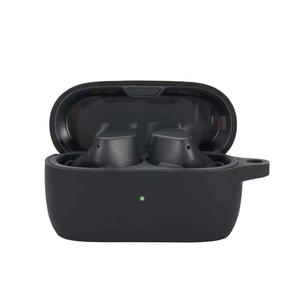 S-COLORSilicone Wireless Protective Earbud Case for Jabra Elite 3 Scratchproof/Shock Resistant/Waterproof/Falling Resistant With A Carabiner For Jabra Elite 3 (Black)