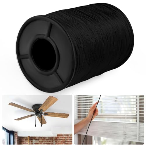 DTYGUIXE Cordones para Estores Negros de 1 mm Cuerda para Persianas Venecianas con Carrete Cuerda para Estores de Largo de 150 Yardas Recambios de Hilo para Estores Ventiladores Juguetes