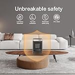 Small Portable Space Heater for Indoor Use - with 70°Rotating Feature, JIBUFI 1500W PTC Electric Heater, Rapid and Safe Heating, Remote Control, 1-12 Hr Timer for Bedroom, Office - Image 5