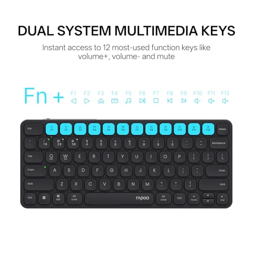 Image of Rapoo 9050S Multi-Device Keyboard and Mouse Combo, 2.4GHz /Bluetooth 5.0 /4.0 Wireless Keyboard & Mouse Set for Windows /Mac /Linux /Chrome, Support 4 Devices, Rechargeable, Silent Click, Black