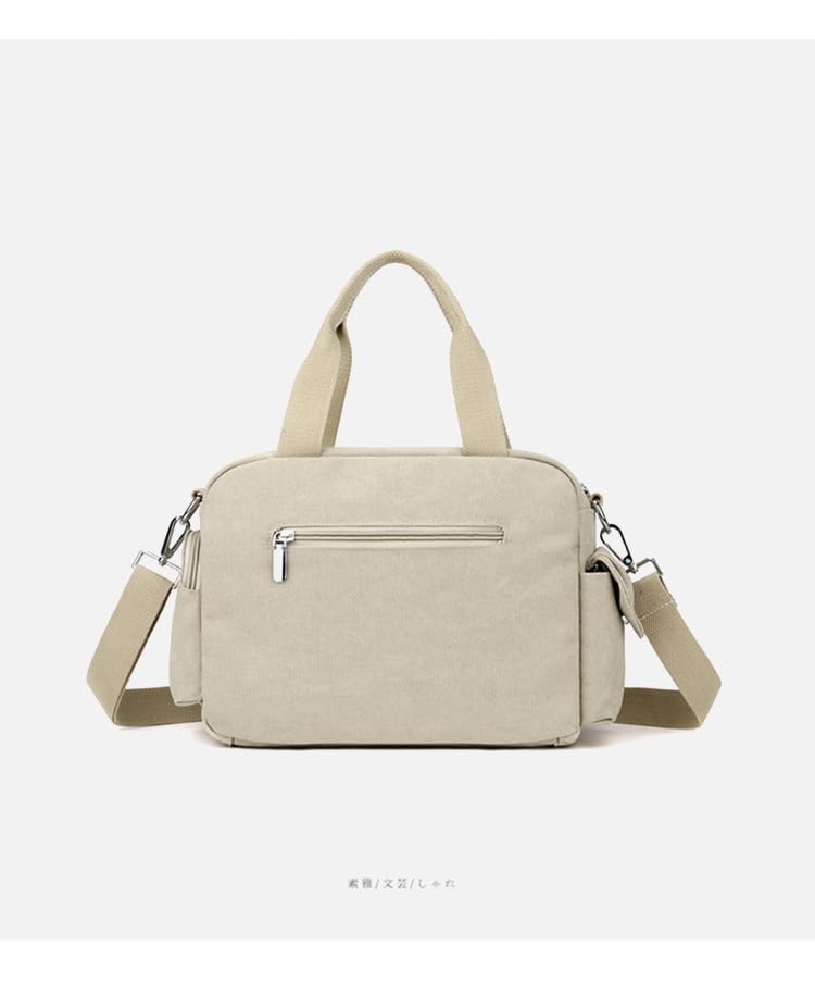 Image of Canvas Tote Bag for Women with Multiple Pockets Handbag Large Crossbody Bag Everything Everyday Bag for Work Daily