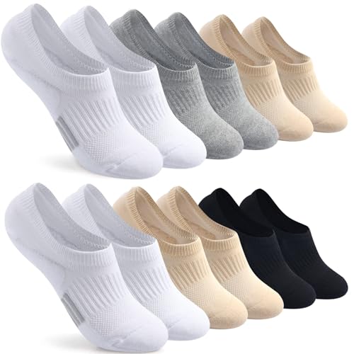 Blu Ninfee Sneaker Socken Damen 39-42 35-38, Gepolsterte Füsslinge Füßlinge Sneakersocken Herren 6 Paar, Atmungsaktive Sportsocken Laufsocken Rutschfest mit Silikonpad