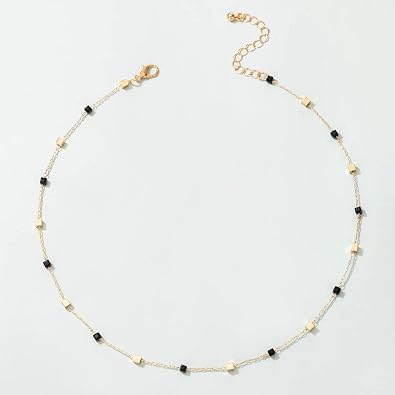 FUTIMELY Bohemia Green Beaded Beads Choker Necklace for Women,Simple Fresh Green Beaded Square Round Bead Choker Necklace