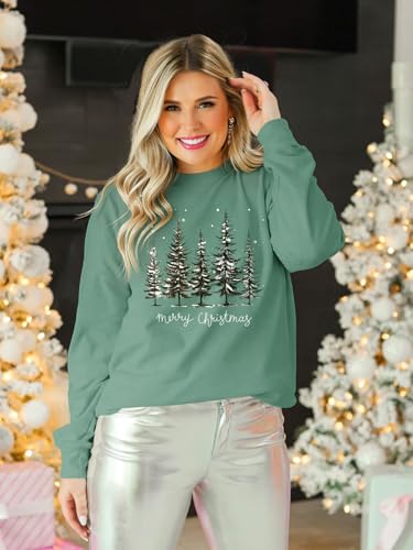 Christmas Sweatshirts for Women Funny Christmas Tree Xmas Cute Graphic Long Sleeve Shirt