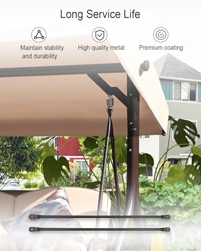 2 Pcs 100cm/39.4inch Garden Swing Replacement Rods for Hanging Swing Seat to Frame, Black Metal Round Rods - Thumbnail 5