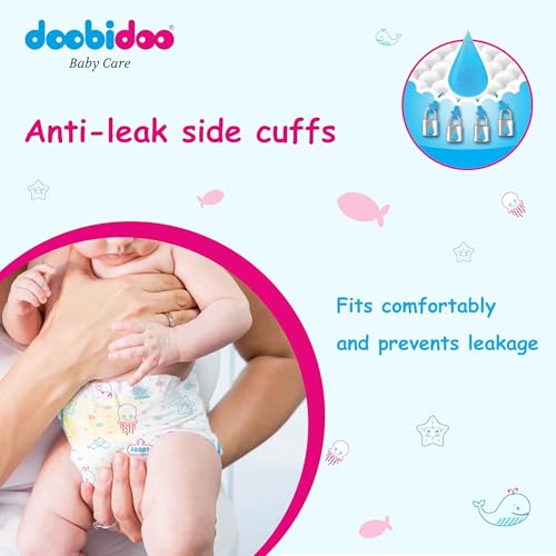 Image of Doobidoo Silky Soft Baby Pants Diapers - L Size | All-Round Softness with Bubble Soft Topsheet & Anti-Leak Side Cuffs | Rash-Free Comfort & High Absorbency for Babies (9-14 kg) - Pack of 6 | 96 Count