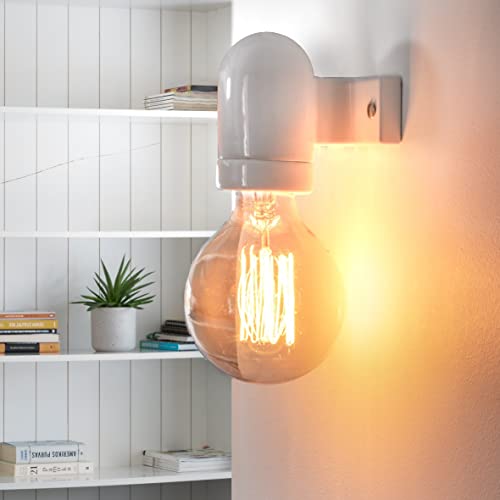 hava Porcelain wall Light E27, White Glaze - Image 4