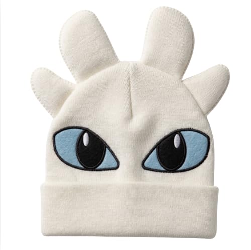 ComfyCamper White Dragon Beanie Hat for Womens - Adults Women Mens Animal Dragons Wing Cosplay Halloween, One Size