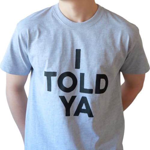 I Told Ya T-Shirt - Challangers Inspired T-Shirt - Organic Heavyweight Cotton Tee - Handmade Screen Printed - As Worn by Zendaya - Grey (M)