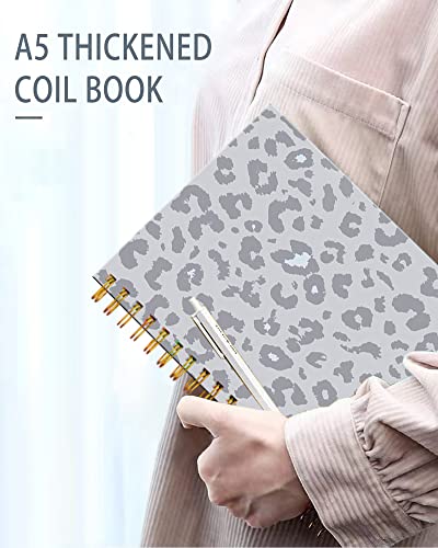 Iampanda Spiral Journal Notebook,Strong Twin-Wire Binding With Premium Paper For Girl Women,Luxury Cheetah 60 Sheets A5 College Ruled Notebook/Journal,Perfect For School Office Home Gifts,Gray Leopard #TOP3