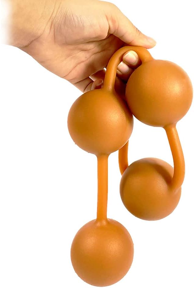 Silicone Anal Butt Beads Chain Plug - Anal Beads Chain with 4 Balls 2.36" Huge Anal Dilator with Safe O Pull Ring for Men Women Play Gold
