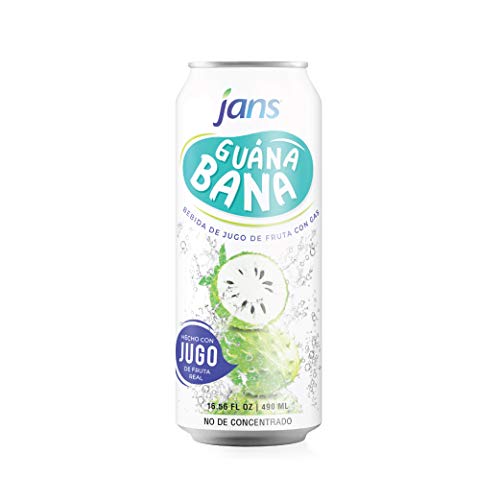 Image of JANS Sparkling Soursop Soda Drink 16.9 oz (Pack of 12) Guanabana Soda Drink |100% Pure Soursop Graviola | NOT From Concentrate, Refreshing Taste of the Tropics