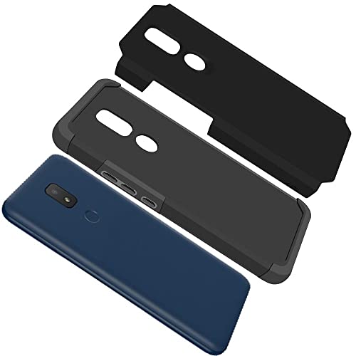 Goldenbeetle Gb Hybrid Dual Layer Shockproof Slim Case + [Tempered Glass] Cover Compatible With Cricket Icon 3, Splendor, At&T Motivate 2 - Grey Wolf #TOP3