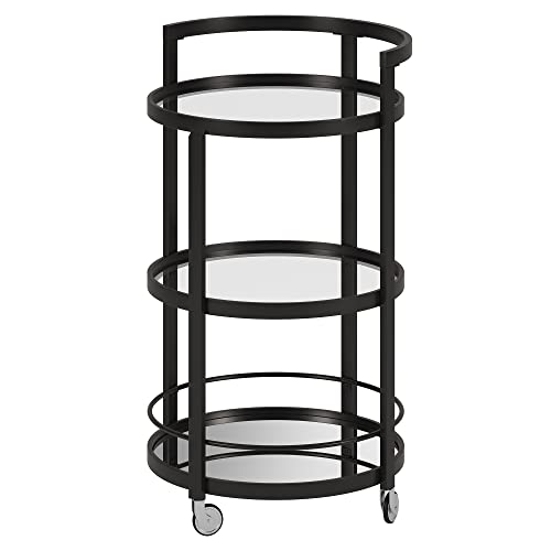Image of Henn&Hart 21 inch 3-Tier Portable Modern Bar Cart, Serving Cart, Black