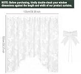 WOKICOR Firanki na szybę do okien Koronkowe zasłony okienne Zasłony okienne Krótkie zasłony kuchenne do okien 150 x 100 cm - białe z motylami i kwiatami, półprzezroczyste do kuchni, łazienki, sypialni