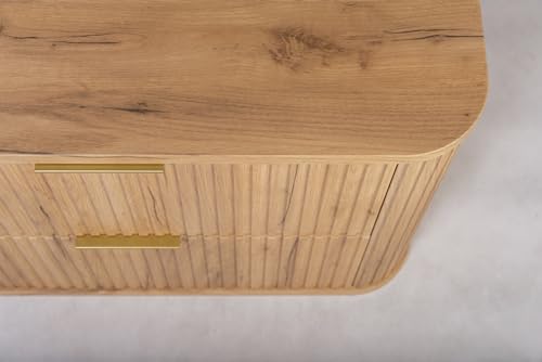 Miniatura 7 de 3e 3xe Living.Com Mueble De Baño Hecho A Mano De Roble Con Tirador Dorado, 80,4 X 51,7 X 41,5 Cm