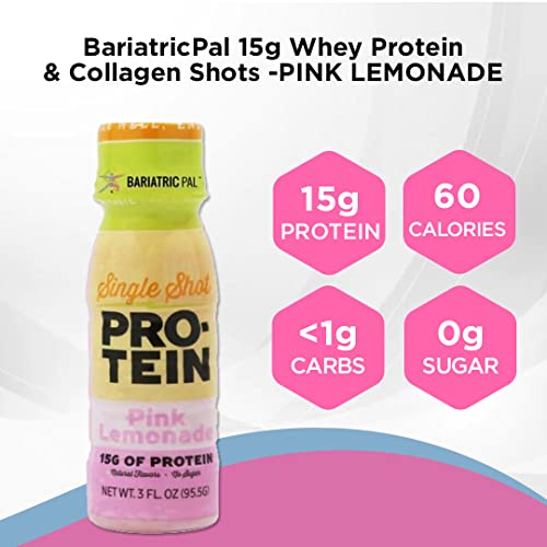 BariatricPal Ready-To-Drink 15g Whey Protein & Collagen Shots - Pink Lemonade (48 Bottles)