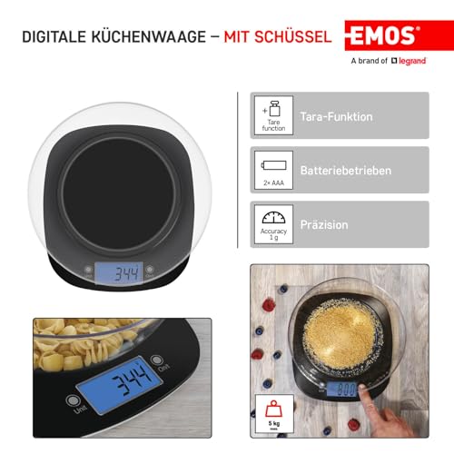 Báscula de cocina digital EMOS con cuenco y pantalla LCD miniatura 2