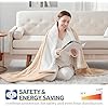 SEALY Heated Blanket Electric Throw, Flannel & Sherpa Heating Throw with 6 Heat Settings & 2-10 Hours Auto Shut Off, Fast Heating & ETL Certification, 50x60 Inch, Beige