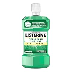 LISTERINE, Collutorio, Difesa Denti e Gengive, Gusto Delicato, Zero Alcol, Tripla Azione, Denti più Forti, Gengive più Sane, Menta Delicata, 500ml