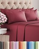 Queen Size Sheet Set - 6 Piece Set - Hotel Luxury Bed Sheets - Extra Soft - Deep Pockets - Easy Fit - Breathable & Cooling Sheets - Wrinkle Free - Comfy - Burgundy Bed Sheets - Queens Sheets - 6 PC