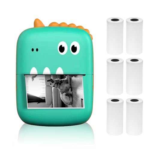 Hethlif Mini Impresora Termal Pegatina Portátil Foto Impresión sin Tinta con Conexión BT para Estudiantes de Teléfonos Inteligentes Profesionales Verdes 57 Mm 9 Rollitos de Papel (2)