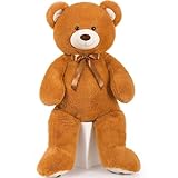 MorisMos Giant Teddy Bear Stuffed Animal 4ft, Big Teddy Bear Plush for Baby Shower, Life Size Stuffed Bear Gifts for Kids, Girls, Girlfriend, Women on Valentine, Christmas, Birthday（Brown）