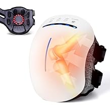 Cordless Knee Massager with Heat, 5 Vibration Modes & 3 Heating Levels, 6 Silicone Massage Heads, Adjustable Double Straps, Portable Heated Knee Massager Gifts for Men, Women