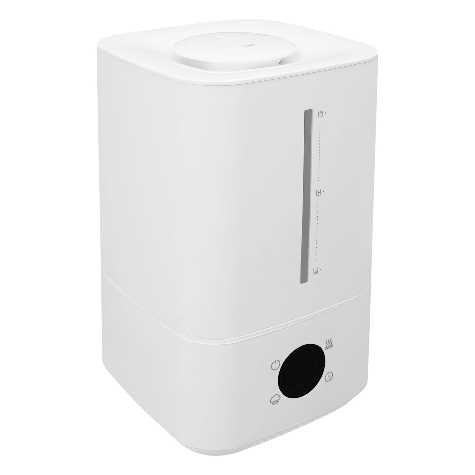 Humidificador de 6 litros de niebla fría y caliente, humidificador para dormitorio con 45 – 90 %, humidificador con control táctil, 3 niveles de niebla, temporizador, boquilla doble de 360°