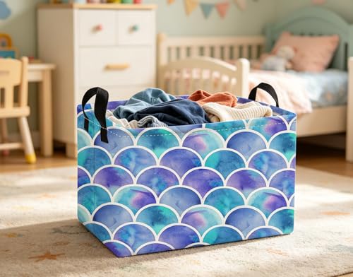 Image of Essme Rectangular Girl Basket,Kids Storage Bins Organizer with Handles for Girls Room Decor, Gift Basket,Shelf Basket.(Bule)