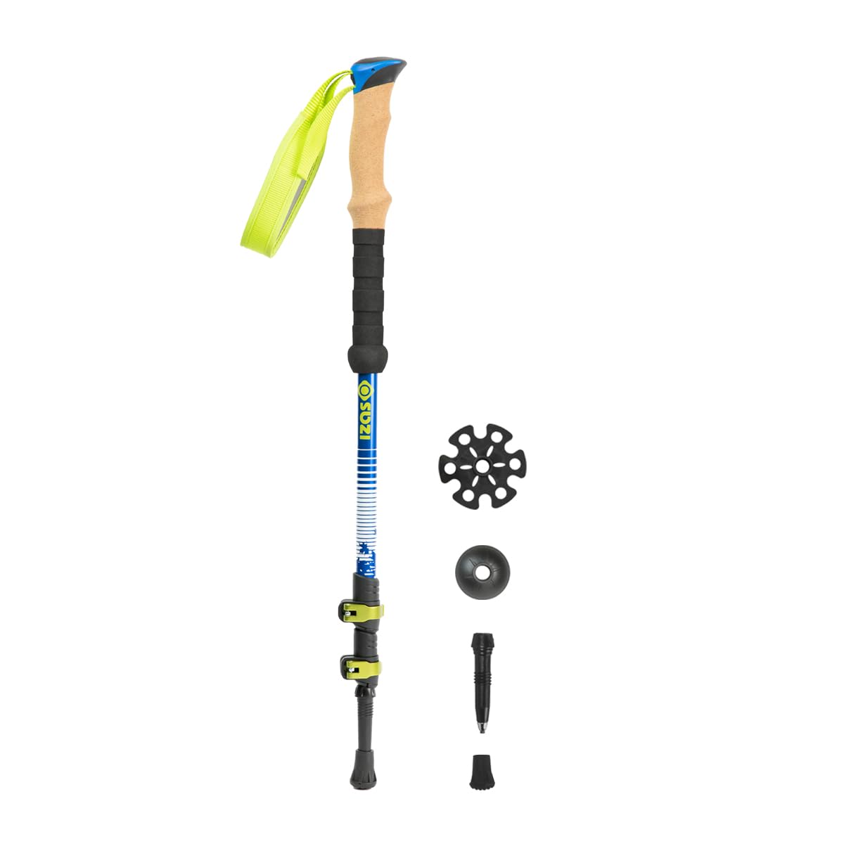 Izas Val Bastón de Trekking Telescópico con Flicklock Doble. Ajustable y Resistente para Senderismo. Empuñadura Ergonómica y Dragonera Acolchada. Aleación de Aluminio Ligero. Incluye Accesorios